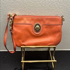 Coach Orange Clutch with Gold Hardware
